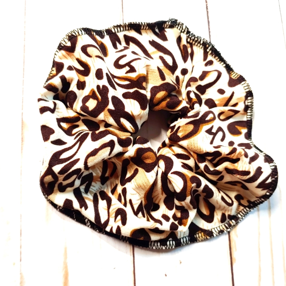 Oversized Fat Scrunch Hair Tie Ponytail Leopard Cheetah